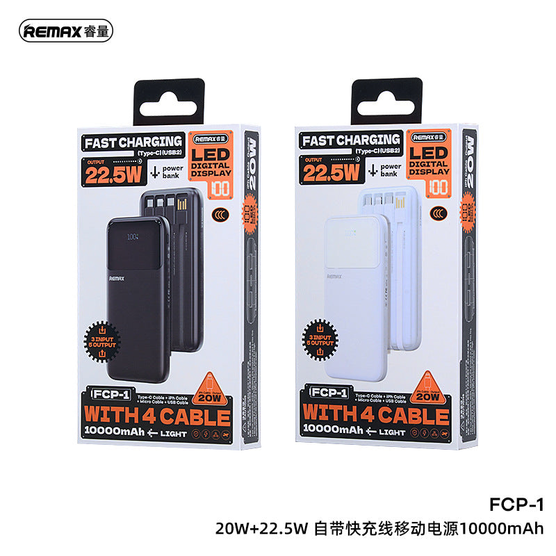 Portable Power Bank 20000mAh Large Capacity Fast Charging External Battery Comes with 4-Wire Charger PowerBank for IPhone Xiaomi
