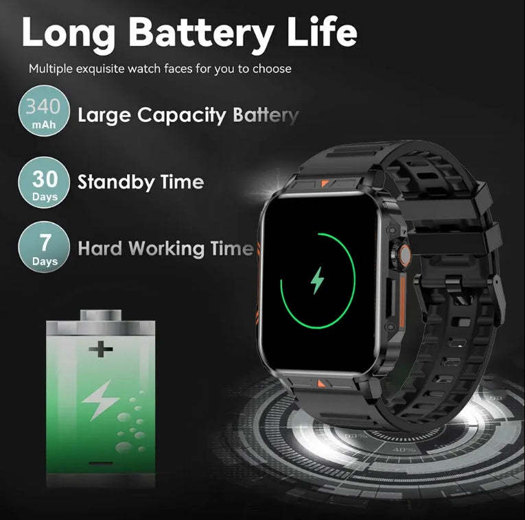 Outdoor Sports Square Smartwatch For IOS Android