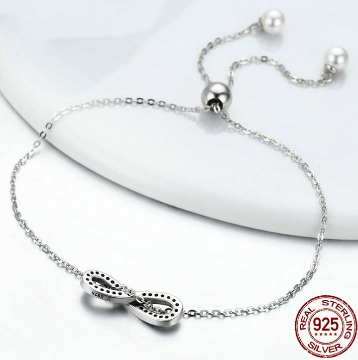 Women's 925 sterling silver stretch hand rope silver silver character silver bracelet