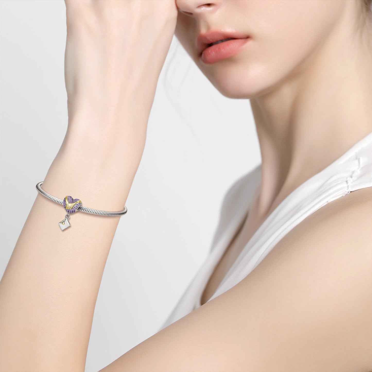 Handle Letter Beaded Valentine's Day 925 Sterling Silver Zirconium Necklace Bracelet Diy Accessories Beads