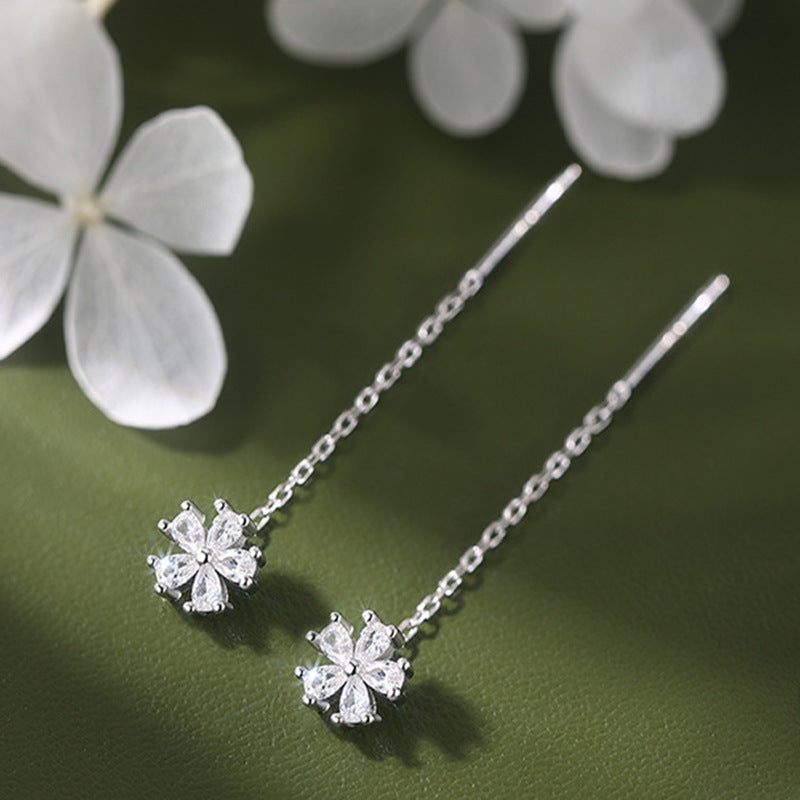 Women's 925 Sterling Silver Flower Earrings