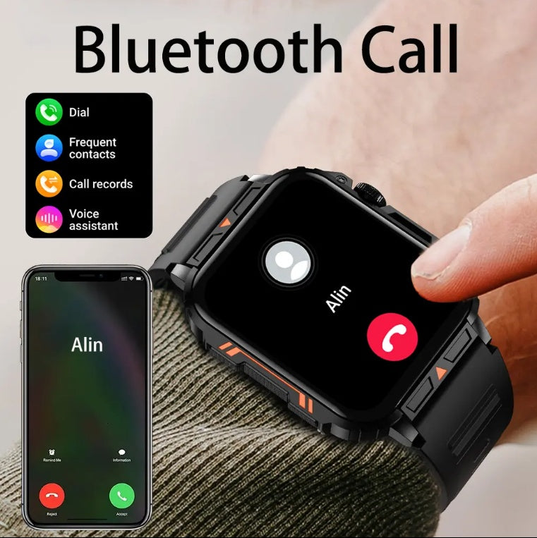 Outdoor Sports Square Smartwatch For IOS Android