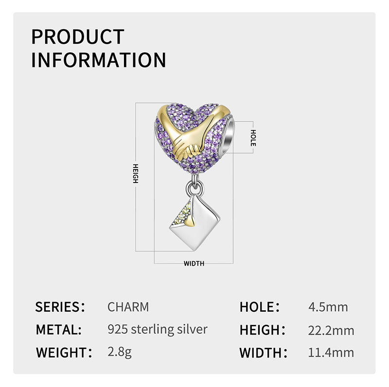Handle Letter Beaded Valentine's Day 925 Sterling Silver Zirconium Necklace Bracelet Diy Accessories Beads