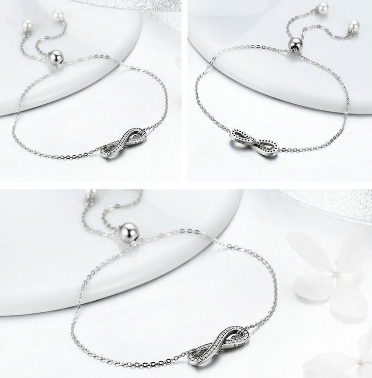 Women's 925 sterling silver stretch hand rope silver silver character silver bracelet