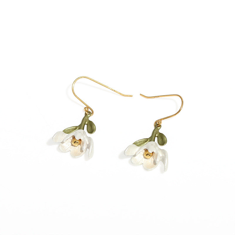 Fashionable Women's Silver 925 White Magnolia