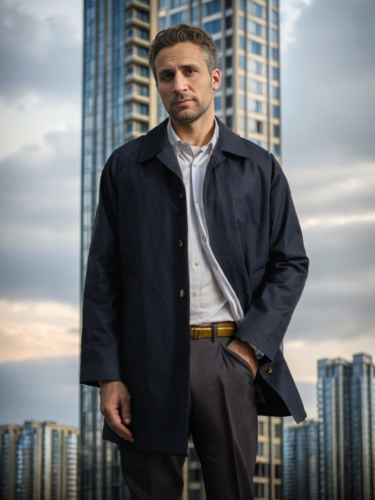 Long Sleeve Trench Coat Men's Lapel Slim-fit Single-breasted Casual Jacket