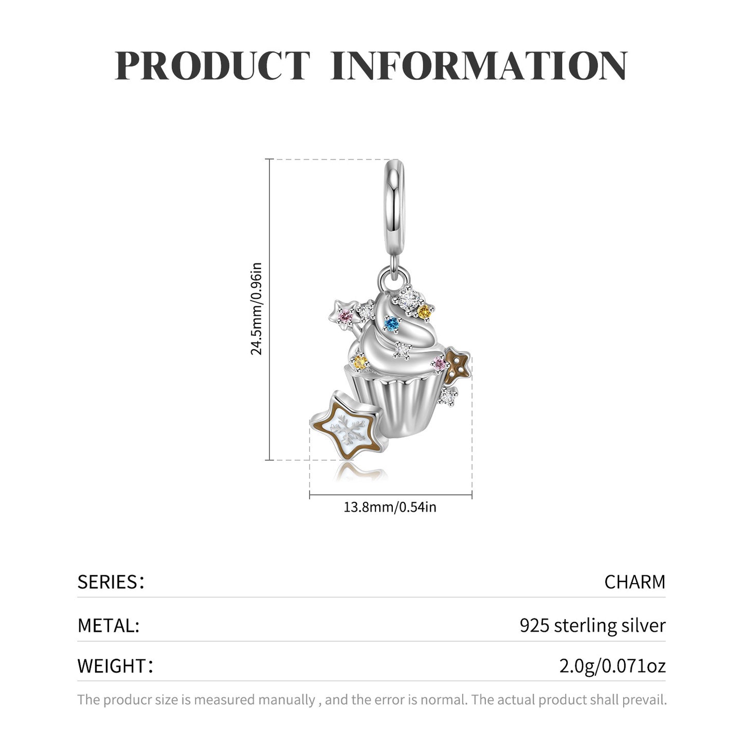 Star Ice Cream Cup Pendant 925 Silver Food Beads Fashion Diy Bracelet Accessories