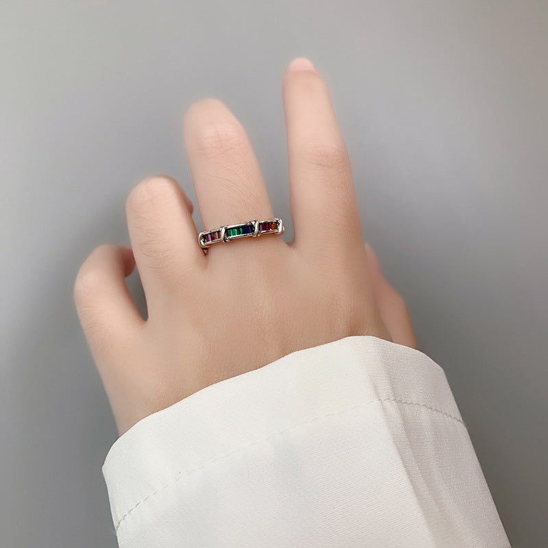 Sterling Silver 925 Rainbow Ring Female Design Small Fashion