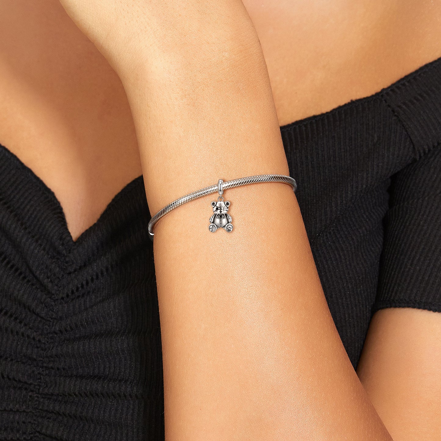 Original Design Violence Candy Rabbit Plain Silver Beads 925 Sterling Silver Bracelet Accessories