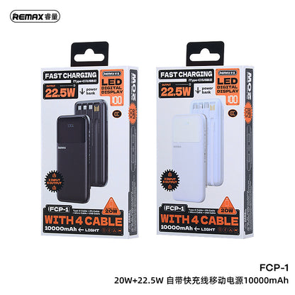 Portable Power Bank 20000mAh Large Capacity Fast Charging External Battery Comes with 4-Wire Charger PowerBank for IPhone Xiaomi