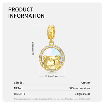 Zhaocai Tiger 925 Silver Pendant Little Women's Bracelet Diy Beaded Silver Jewelry Accessories