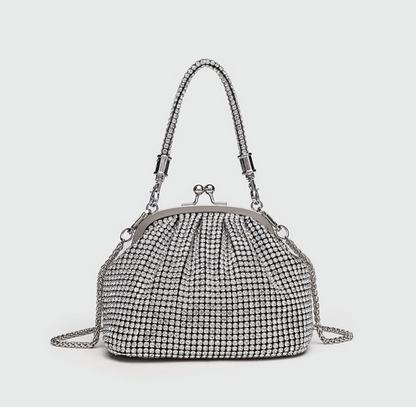 Handmade Rhinestone Evening Bag with Chic Chain Strap for Ultimate Glamour