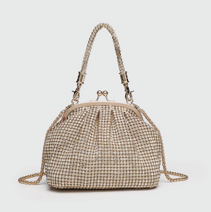 Handmade Rhinestone Evening Bag with Chic Chain Strap for Ultimate Glamour