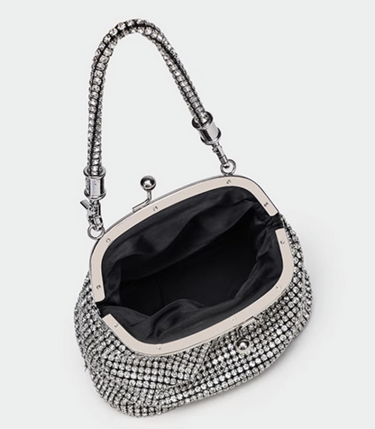 Handmade Rhinestone Evening Bag with Chic Chain Strap for Ultimate Glamour