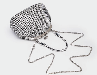 Handmade Rhinestone Evening Bag with Chic Chain Strap for Ultimate Glamour