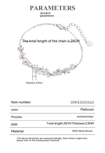 Women's 925 Silver Wisteria Flower Bracelet