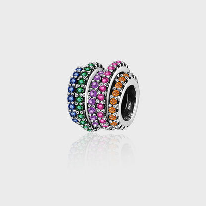 Colorful Zircon Beads 925 Sterling Silver Beads Rainbow Necklace Pendant DIY