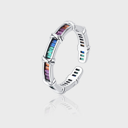 Sterling Silver 925 Rainbow Ring Female Design Small Fashion