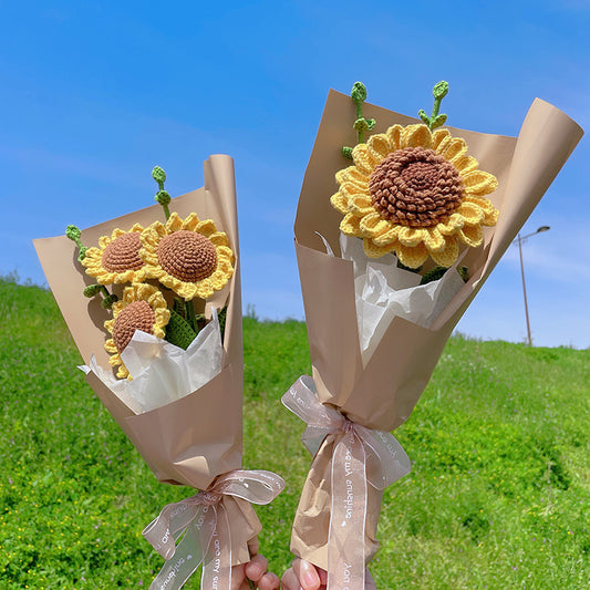 Sunflower Bouquet Wool Crochet Flower