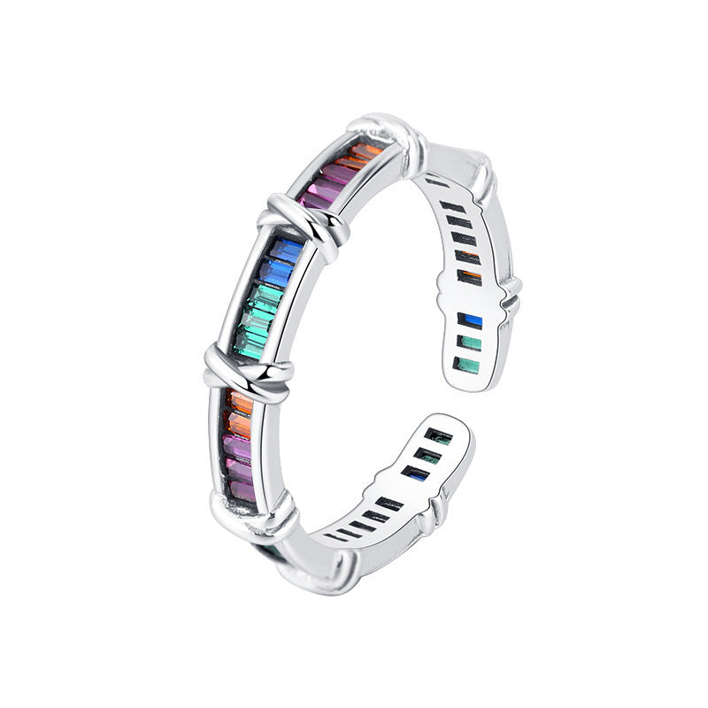 Sterling Silver 925 Rainbow Ring Female Design Small Fashion