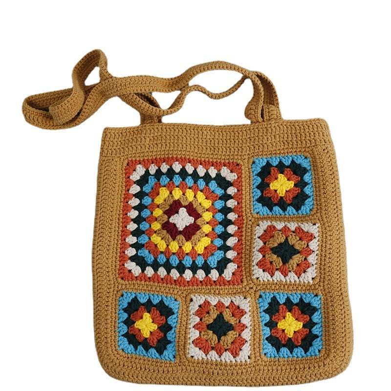 Wool Weaving Check Pattern Shoulder Bag