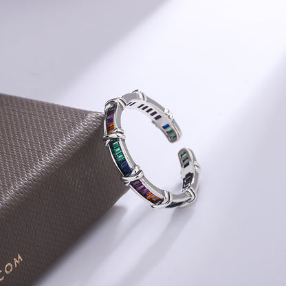 Sterling Silver 925 Rainbow Ring Female Design Small Fashion