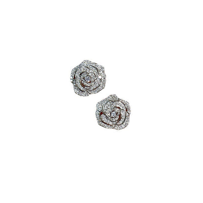 Women's 925 Silver Camellia Stud Earrings