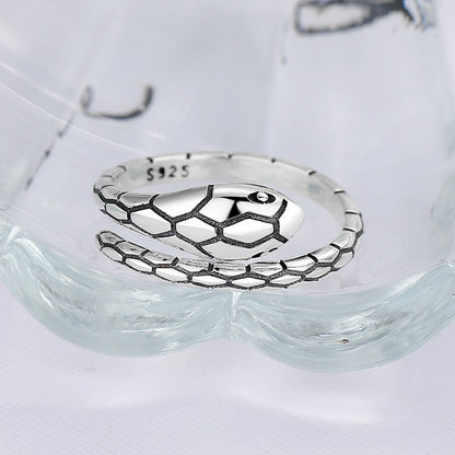 925 Silver Ring Ins Fashion Couple Ring Vintage Snake Head