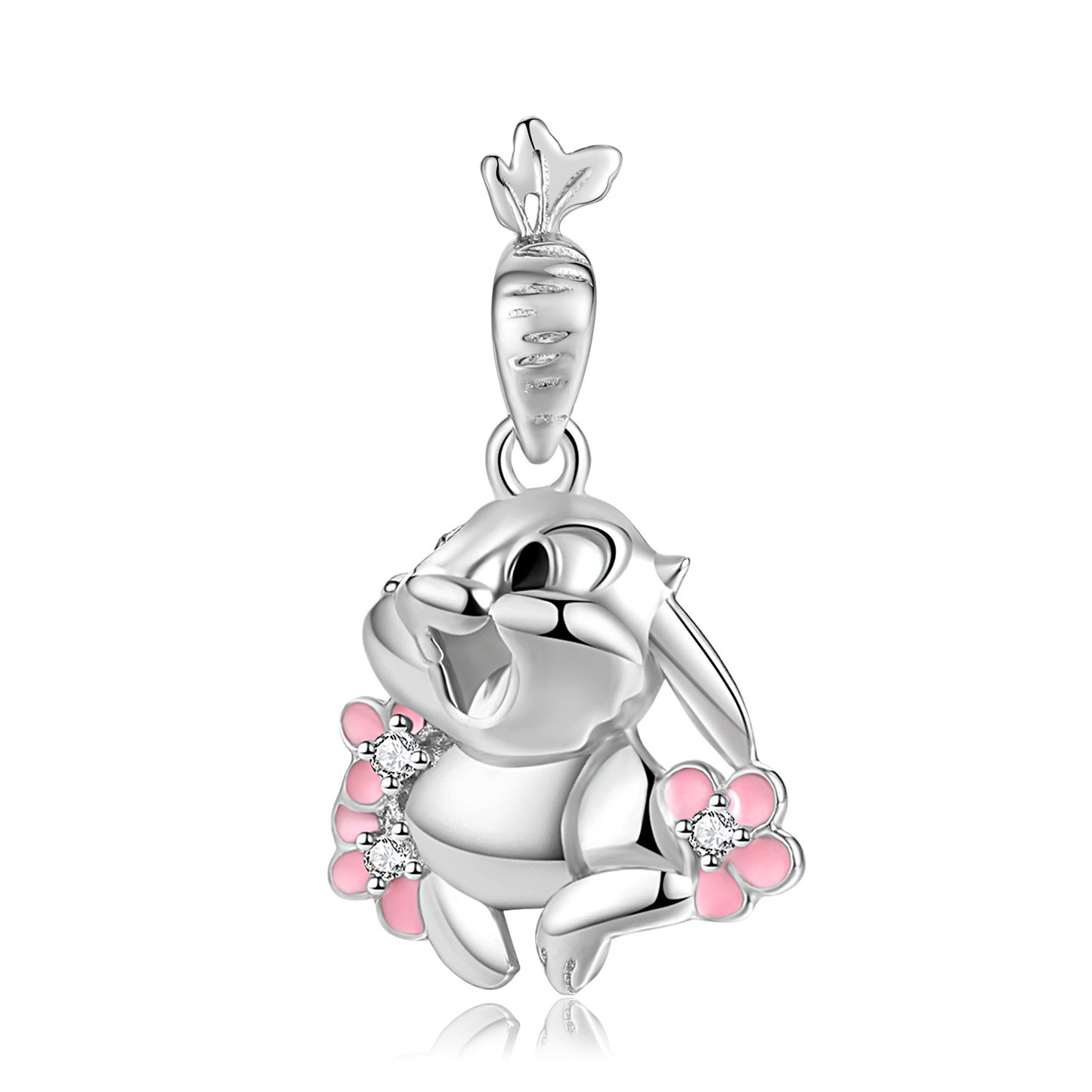 Cute Carrot Rabbit 925 Sterling Silver Enamel Necklace Original Girls' Ins Sweater Chain