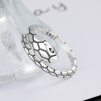 925 Silver Ring Ins Fashion Couple Ring Vintage Snake Head