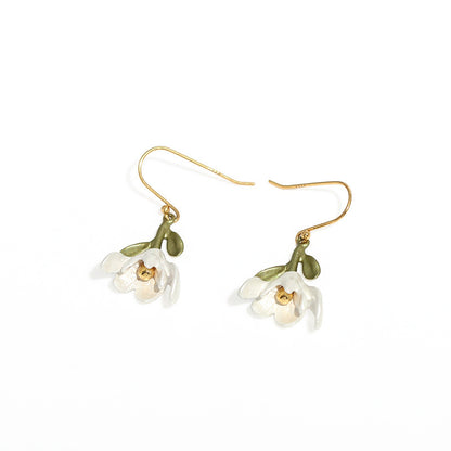 Fashionable Women's Silver 925 White Magnolia