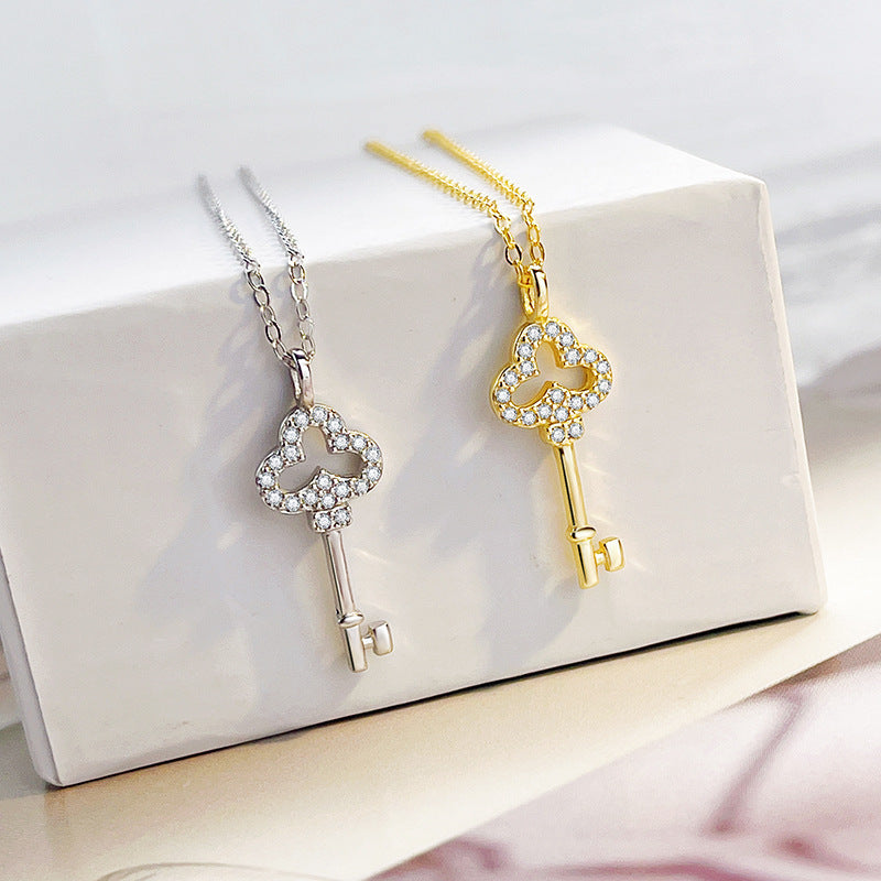 925 Sterling Silver Key Clavicle Necklace