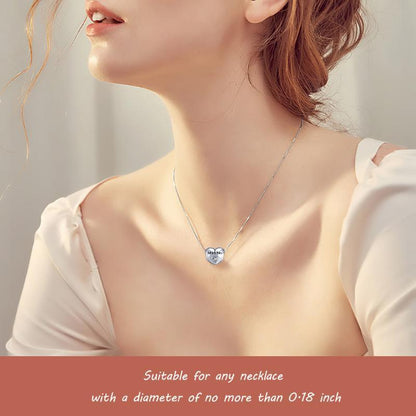 925 Sterling Silver Heart Zircon Bracelet Necklace Charm for Mother