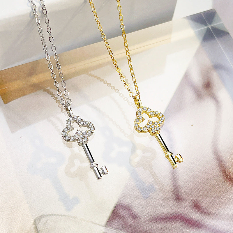 925 Sterling Silver Key Clavicle Necklace