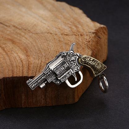 925 Sterling Silver Revolver Pendant