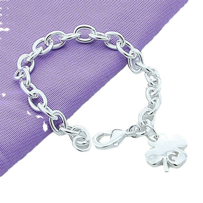 925 Silver Plated Clover Bracelet