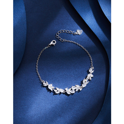 Women's 925 Silver Wisteria Flower Bracelet