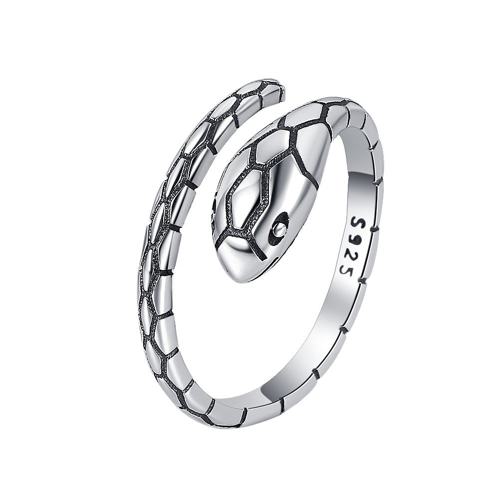 925 Silver Ring Ins Fashion Couple Ring Vintage Snake Head