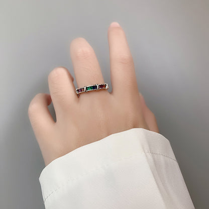 Sterling Silver 925 Rainbow Ring Female Design Small Fashion