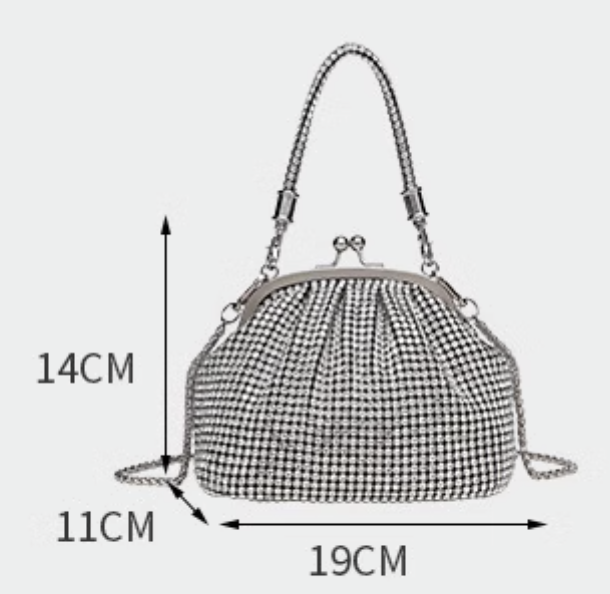 Handmade Rhinestone Evening Bag with Chic Chain Strap for Ultimate Glamour