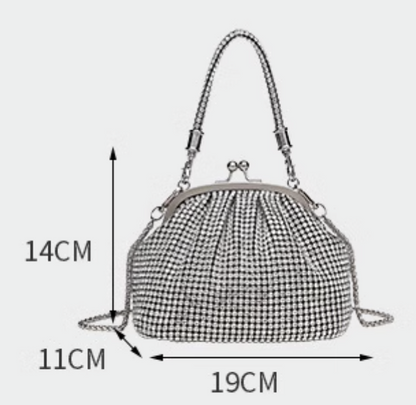Handmade Rhinestone Evening Bag with Chic Chain Strap for Ultimate Glamour