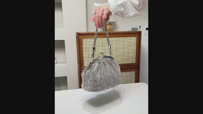 Handmade Rhinestone Evening Bag with Chic Chain Strap for Ultimate Glamour